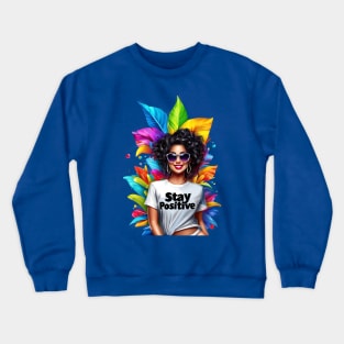 Radiant Blossoms: Sunglasses and Smiles in a Kaleidoscopic Poster Crewneck Sweatshirt